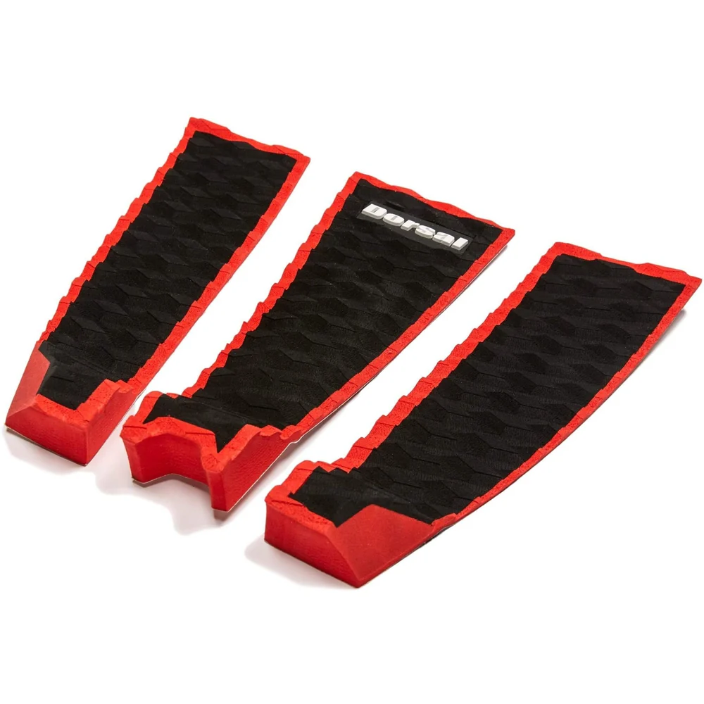 DORSAL Three 3 Piece EVA Surfboard Deck Traction Pads with Kicker Tail for Stomp Skimboards, Surf Boards, Fish Board, Funboard Black/Blue/Red - Image 3